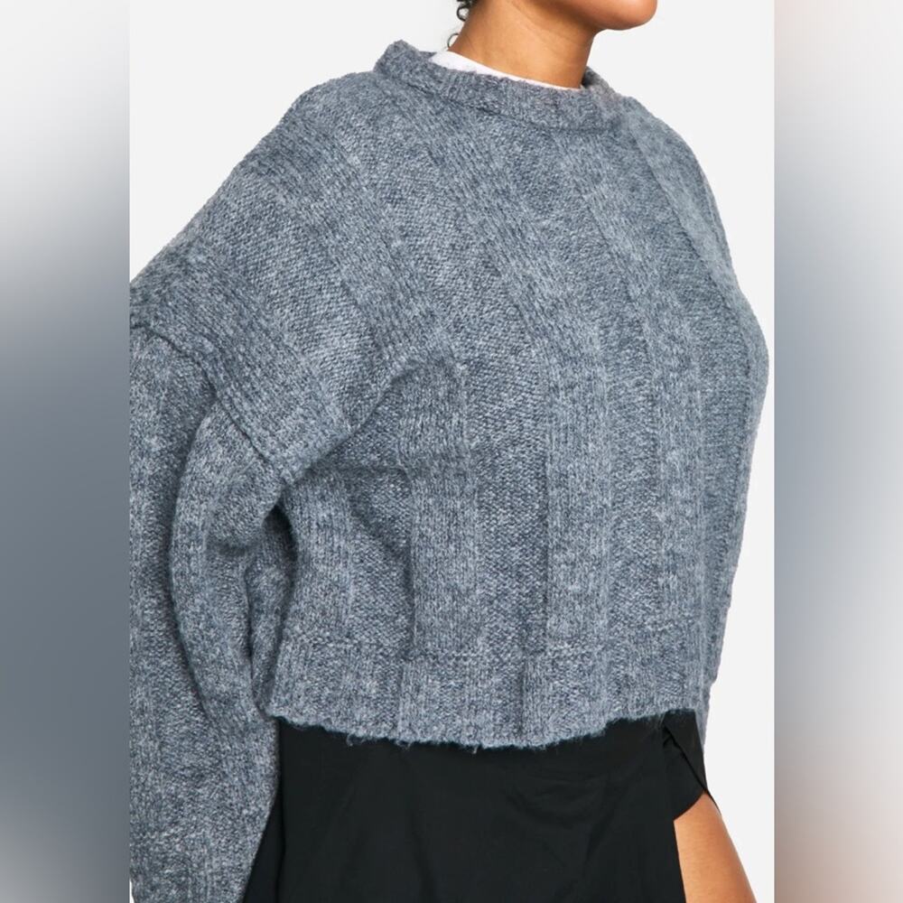 boohoo Plus Soft Knit Wide Rib Exposed Seam Jumper Charcoal size 14-16